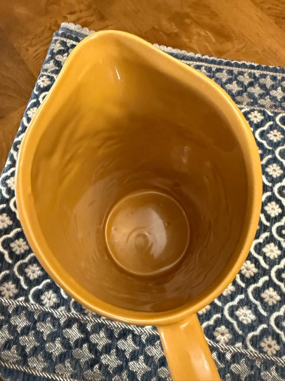 Home Interiors Mustard Yellow Embossed Ceramic Pitcher - Picture 7 of 7